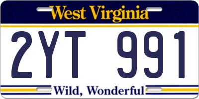 WV license plate 2YT991