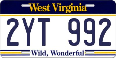 WV license plate 2YT992