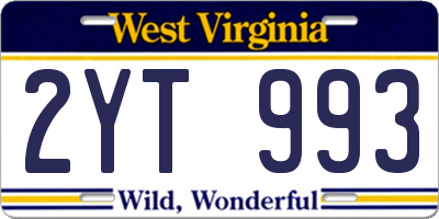WV license plate 2YT993