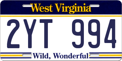 WV license plate 2YT994