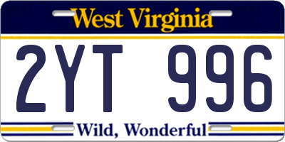 WV license plate 2YT996