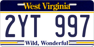 WV license plate 2YT997