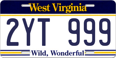 WV license plate 2YT999