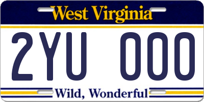 WV license plate 2YU000