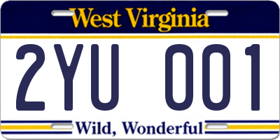 WV license plate 2YU001