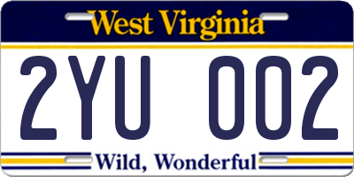 WV license plate 2YU002