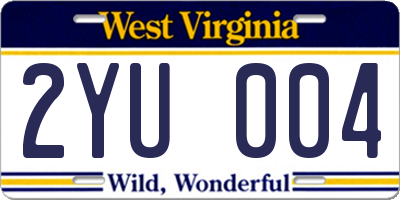 WV license plate 2YU004