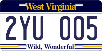 WV license plate 2YU005