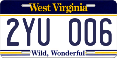 WV license plate 2YU006