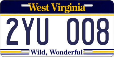 WV license plate 2YU008