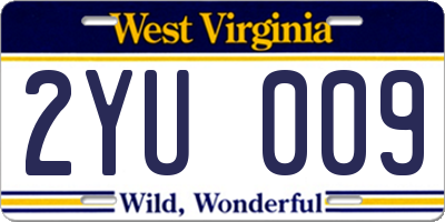 WV license plate 2YU009