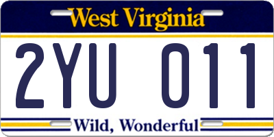 WV license plate 2YU011