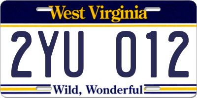 WV license plate 2YU012