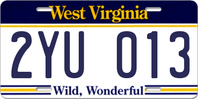 WV license plate 2YU013