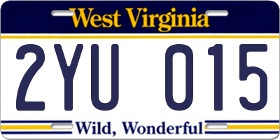 WV license plate 2YU015