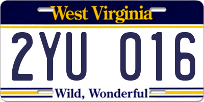 WV license plate 2YU016