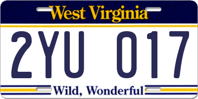WV license plate 2YU017
