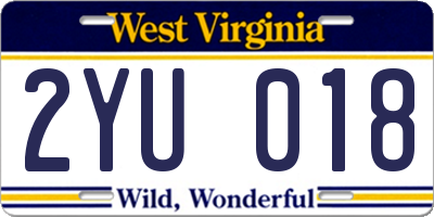 WV license plate 2YU018