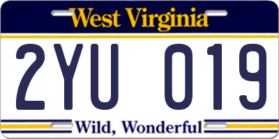 WV license plate 2YU019