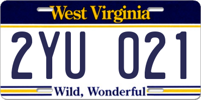 WV license plate 2YU021