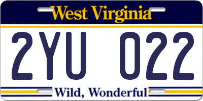 WV license plate 2YU022