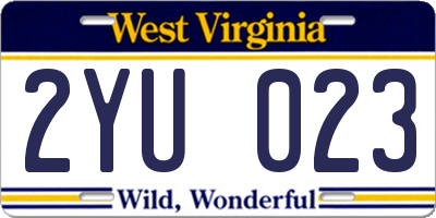 WV license plate 2YU023