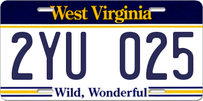 WV license plate 2YU025