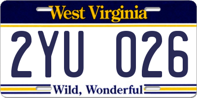 WV license plate 2YU026