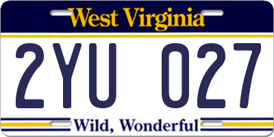 WV license plate 2YU027