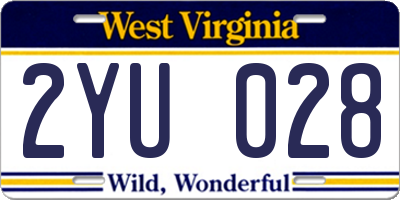 WV license plate 2YU028