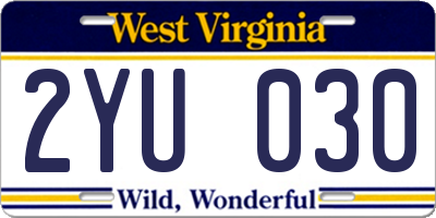 WV license plate 2YU030