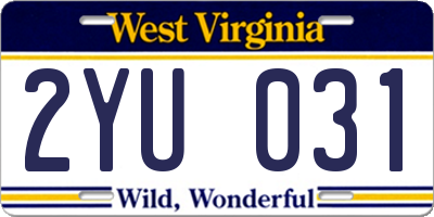 WV license plate 2YU031