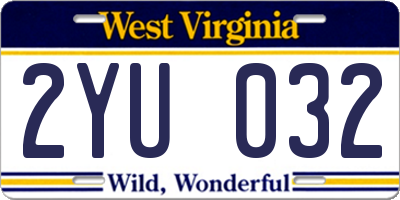 WV license plate 2YU032