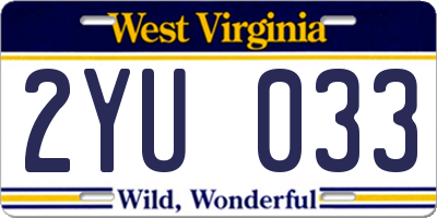 WV license plate 2YU033