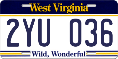 WV license plate 2YU036