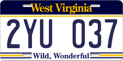 WV license plate 2YU037