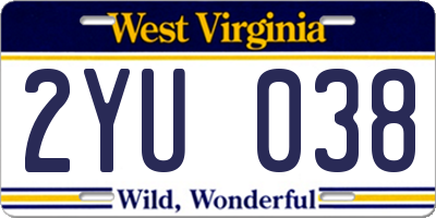 WV license plate 2YU038