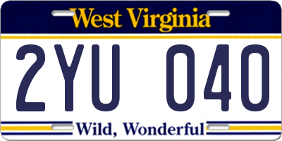 WV license plate 2YU040