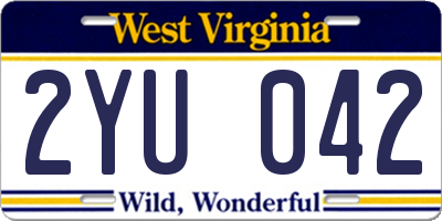 WV license plate 2YU042