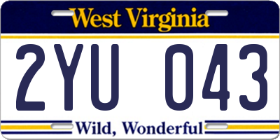 WV license plate 2YU043