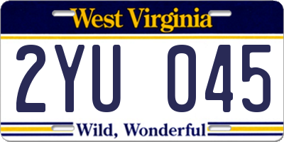 WV license plate 2YU045