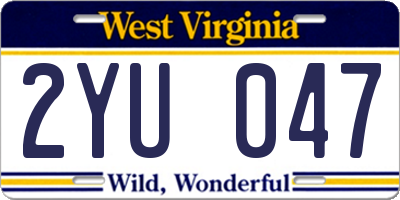 WV license plate 2YU047