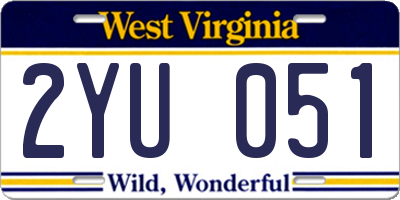 WV license plate 2YU051