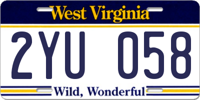 WV license plate 2YU058