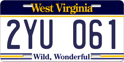 WV license plate 2YU061