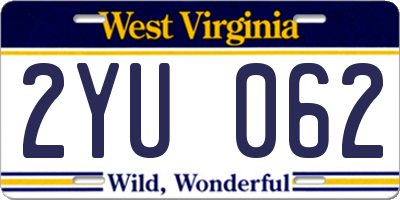WV license plate 2YU062