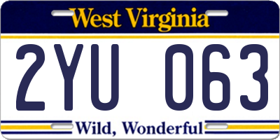 WV license plate 2YU063