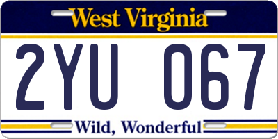 WV license plate 2YU067