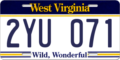 WV license plate 2YU071
