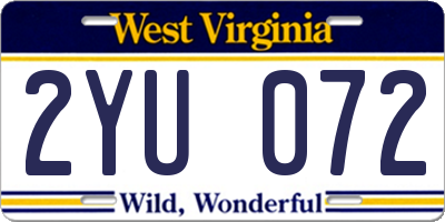 WV license plate 2YU072